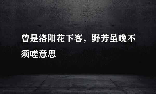 曾是洛阳花下客,野芳虽晚不须嗟意思