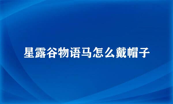 星露谷物语马怎么戴帽子