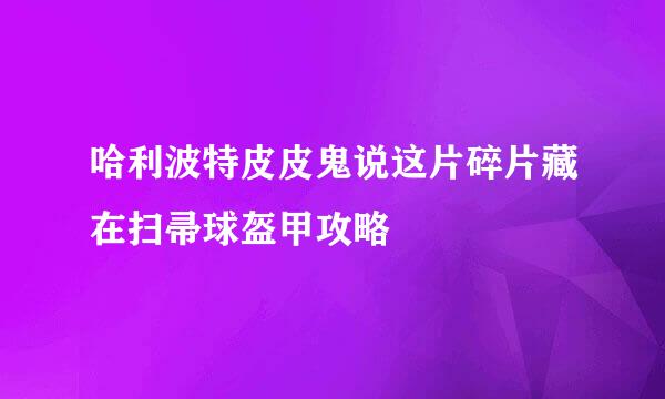 哈利波特皮皮鬼说这片碎片藏在扫帚球盔甲攻略