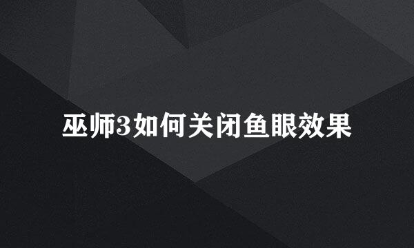 巫师3如何关闭鱼眼效果
