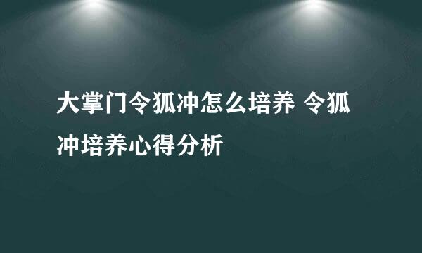 大掌门令狐冲怎么培养 令狐冲培养心得分析