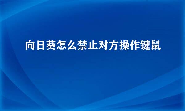 向日葵怎么禁止对方操作键鼠