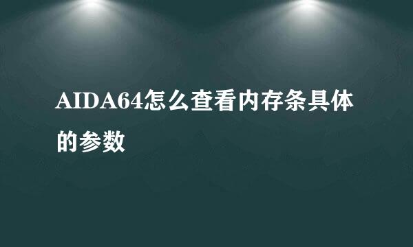 AIDA64怎么查看内存条具体的参数