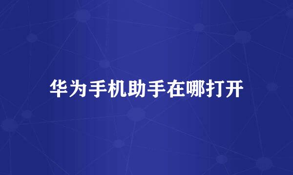 华为手机助手在哪打开