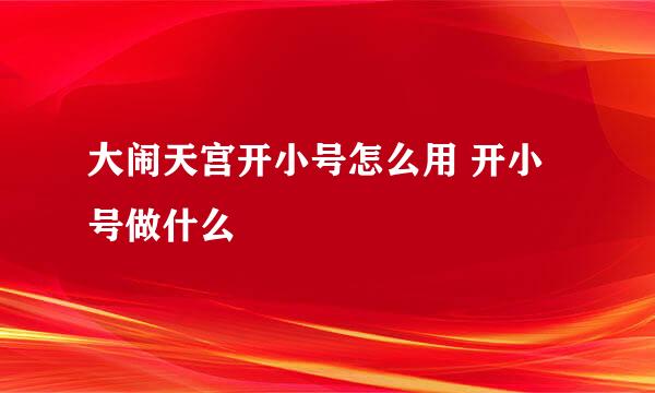 大闹天宫开小号怎么用 开小号做什么