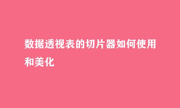 数据透视表的切片器如何使用和美化