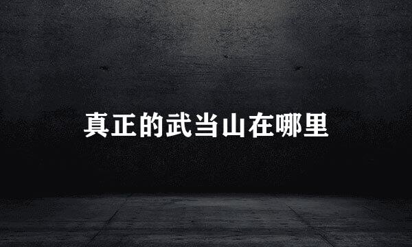 真正的武当山在哪里