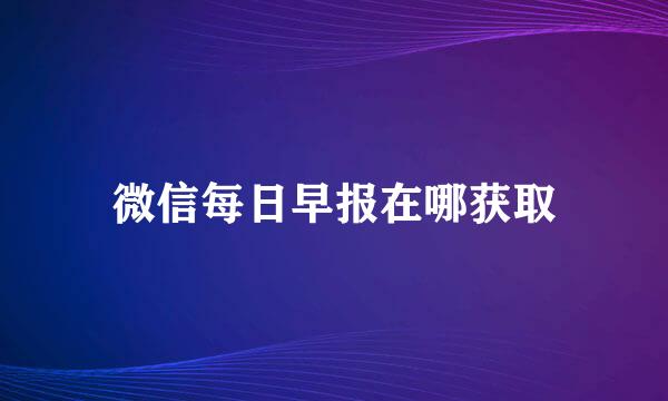 微信每日早报在哪获取