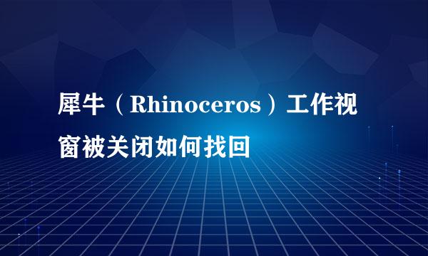 犀牛（Rhinoceros）工作视窗被关闭如何找回