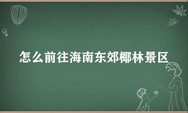 怎么前往海南东郊椰林景区