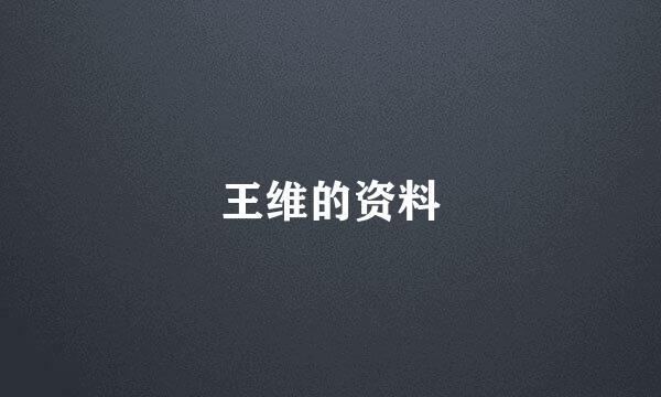 王维的资料