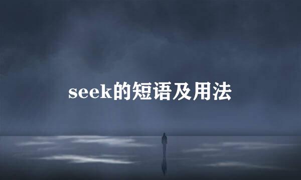 seek的短语及用法