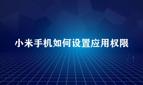 小米手机如何设置应用权限