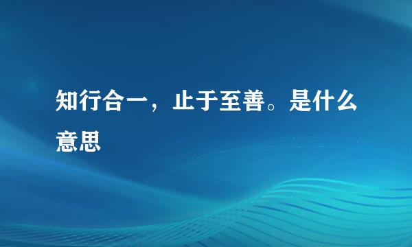 知行合一，止于至善。是什么意思