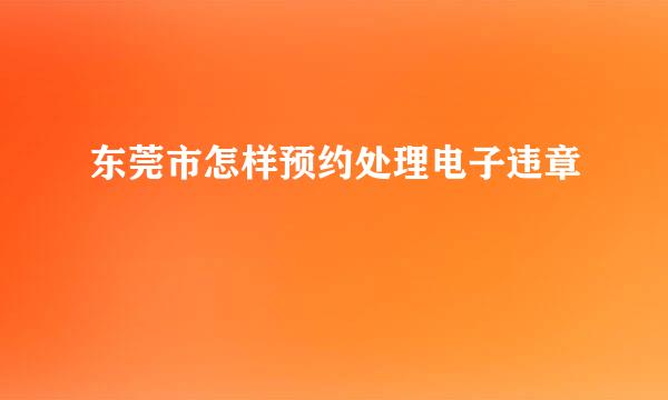东莞市怎样预约处理电子违章