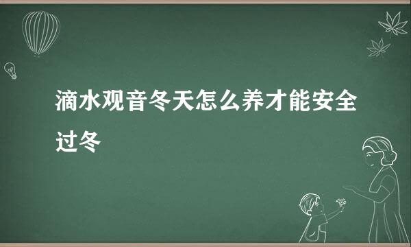 滴水观音冬天怎么养才能安全过冬