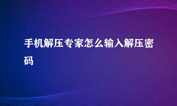 手机解压专家怎么输入解压密码