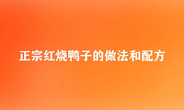 正宗红烧鸭子的做法和配方