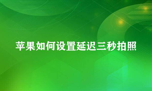苹果如何设置延迟三秒拍照