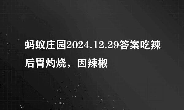 蚂蚁庄园2024.12.29答案吃辣后胃灼烧，因辣椒