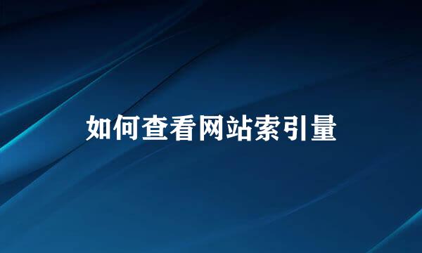 如何查看网站索引量