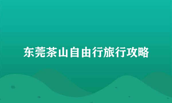 东莞茶山自由行旅行攻略