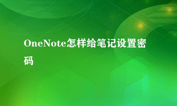 OneNote怎样给笔记设置密码