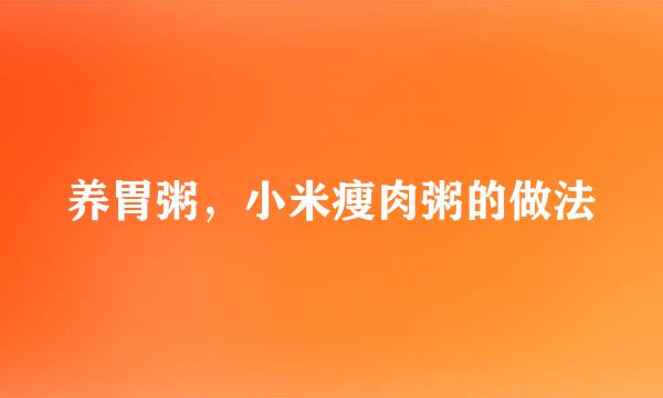 养胃粥，小米瘦肉粥的做法