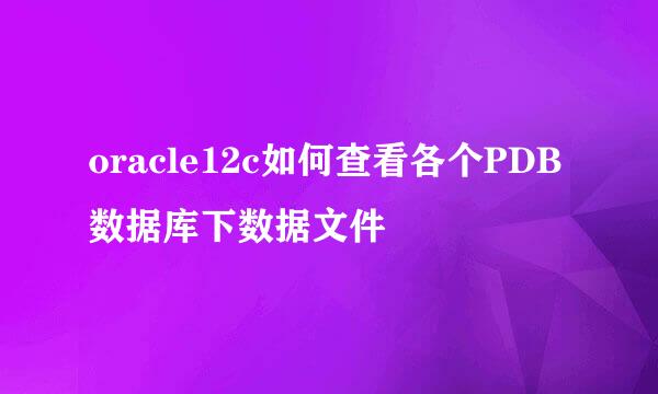 oracle12c如何查看各个PDB数据库下数据文件