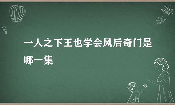 一人之下王也学会风后奇门是哪一集