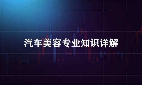 汽车美容专业知识详解