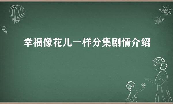 幸福像花儿一样分集剧情介绍