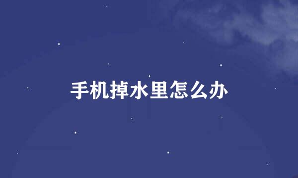手机掉水里怎么办