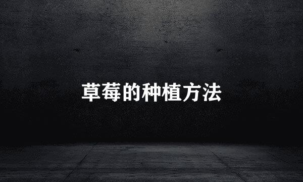 草莓的种植方法