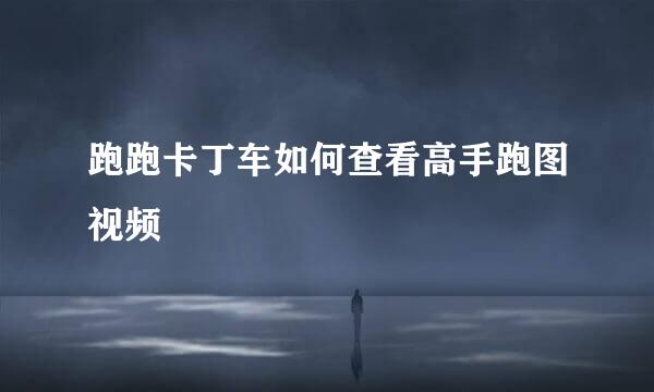 跑跑卡丁车如何查看高手跑图视频