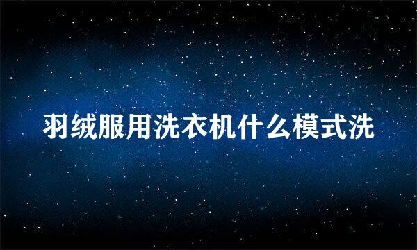 羽绒服用洗衣机什么模式洗