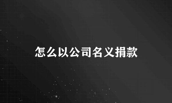 怎么以公司名义捐款