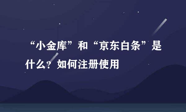“小金库”和“京东白条”是什么?如何注册使用