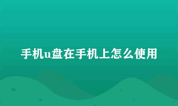 手机u盘在手机上怎么使用