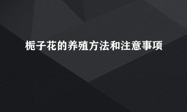 栀子花的养殖方法和注意事项