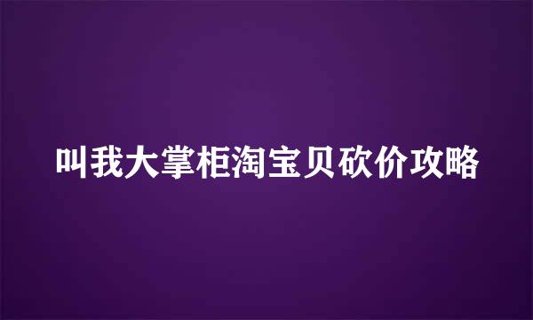 叫我大掌柜淘宝贝砍价攻略