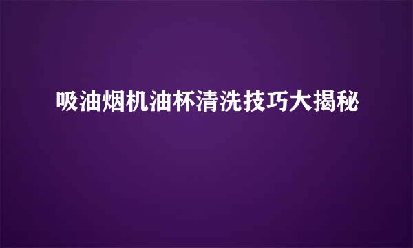 吸油烟机油杯清洗技巧大揭秘