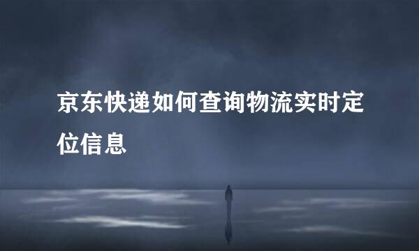 京东快递如何查询物流实时定位信息