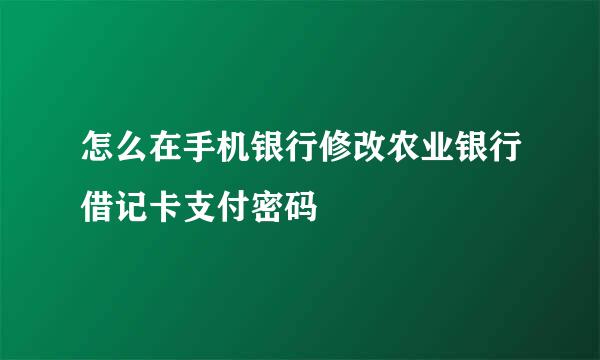 怎么在手机银行修改农业银行借记卡支付密码