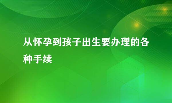 从怀孕到孩子出生要办理的各种手续