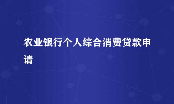 农业银行个人综合消费贷款申请