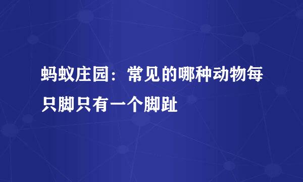 蚂蚁庄园：常见的哪种动物每只脚只有一个脚趾