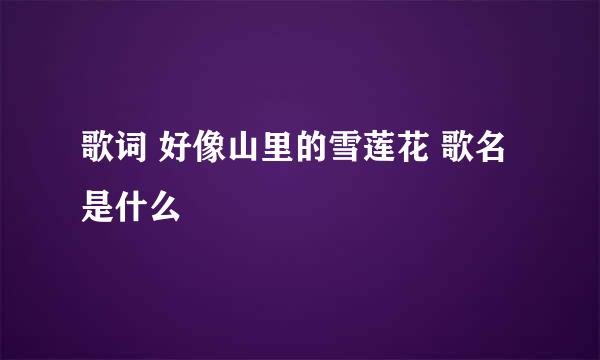 歌词 好像山里的雪莲花 歌名是什么