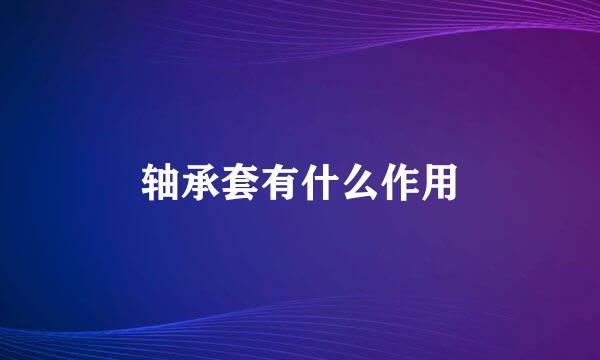 轴承套有什么作用