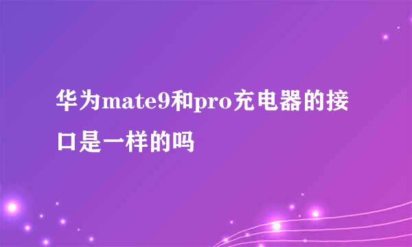 华为mate9和pro充电器的接口是一样的吗